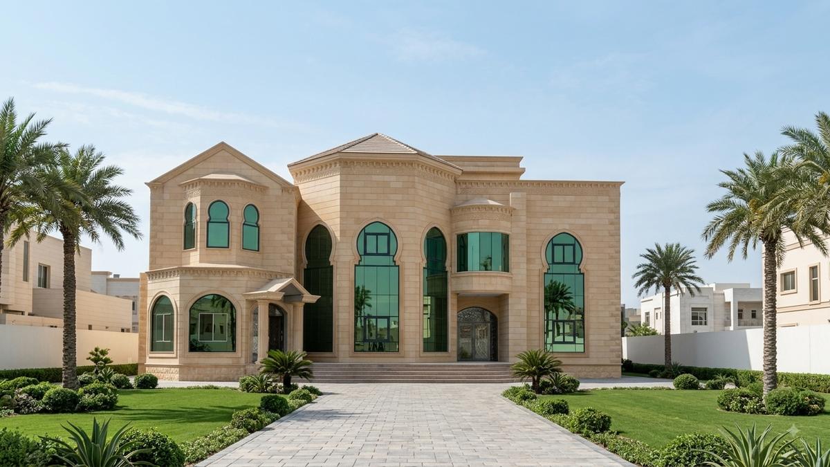 Arched window villa facade design reference