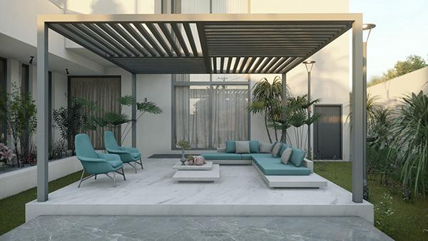 Pergola lounge seating area