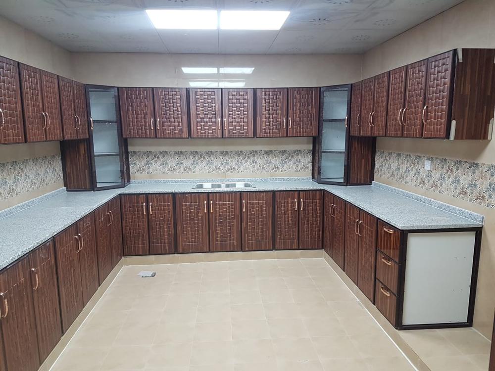 Dark wood finish kitchen cabinets